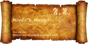 Novák Mendel névjegykártya