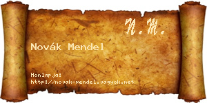Novák Mendel névjegykártya